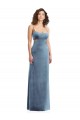 Affordable Sheath Square Neck Stretch Velvet Long Dusty Blue Formal Evening Dress Canada