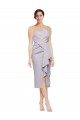 Affordable Sheath Strapless Stretch Crepe Cocktail Length Arctic Lilac High Low Evening Dress Canada