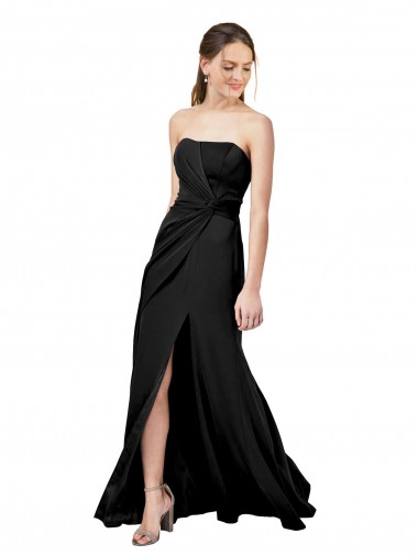 Affordable Sheath Strapless Stretch Crepe Long Black Formal Dress Canada