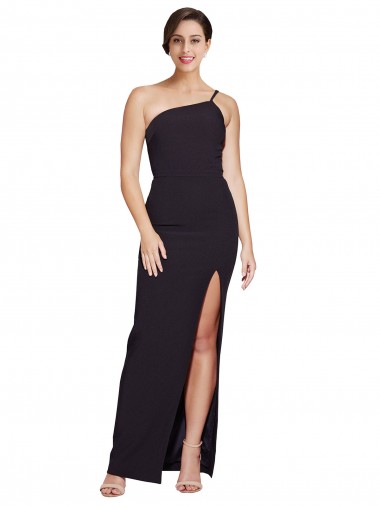 Affordable Sheath Strapless Stretch Crepe Long Black Formal Evening Dress Canada
