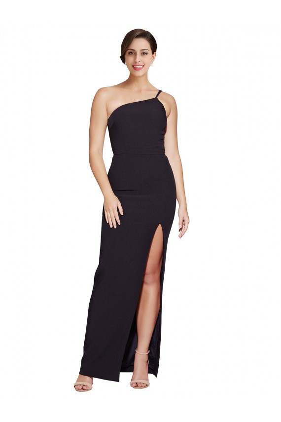 Affordable Sheath Strapless Stretch Crepe Long Black Formal Evening Dress Canada