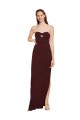Affordable Sheath Strapless Stretch Crepe Long Burgundy Gold Formal Evening Dress Canada