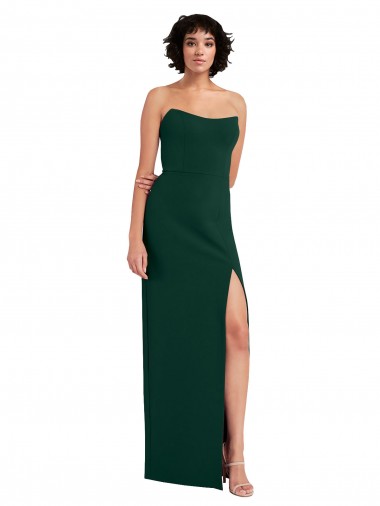 Affordable Sheath Strapless Stretch Crepe Long Midnight Green Formal Evening Dress Canada