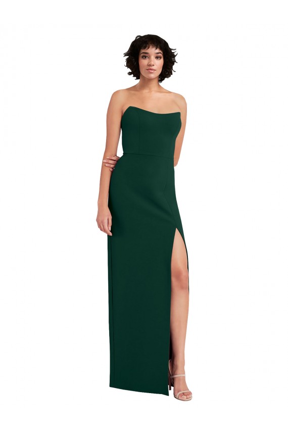 Affordable Sheath Strapless Stretch Crepe Long Midnight Green Formal Evening Dress Canada