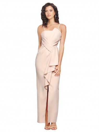 Affordable Sheath Strapless Stretch Crepe Long Nude Semi Formal Evening Dress Canada