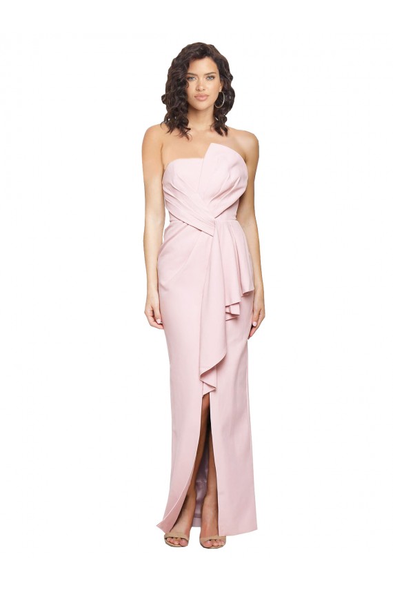 Affordable Sheath Strapless Stretch Crepe Long Pink Formal Evening Dress Canada