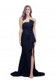 Affordable Sheath Strapless Stretch Crepe Sweep Train Dark Navy Semi Formal Evening Dress Canada