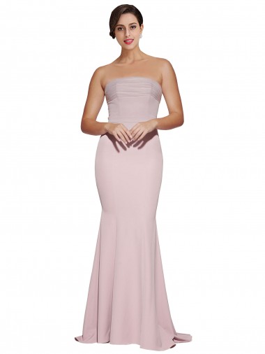 Affordable Sheath Strapless Stretch Crepe Sweep Train Mauve Formal Evening Dress Canada