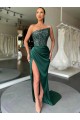 Affordable Sheath Strapless Velvet Sequins Sweep Train Velvet Sequin Evening Dress Canada