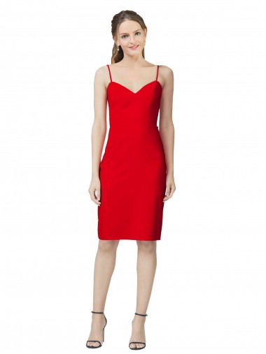 Affordable Sheath Sweetheart Stretch Crepe Cocktail Length Red Formal Evening Dress Canada