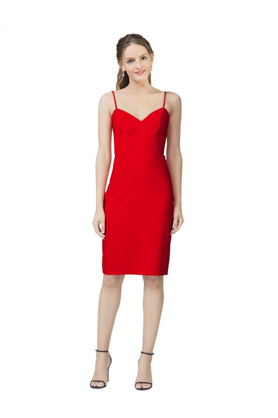 Affordable Sheath Sweetheart Stretch Crepe Cocktail Length Red Formal Evening Dress Canada