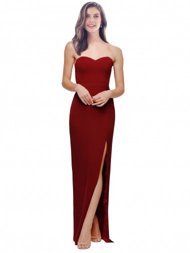 Affordable Sheath Sweetheart Stretch Crepe Long Burgundy Evening Dress Canada