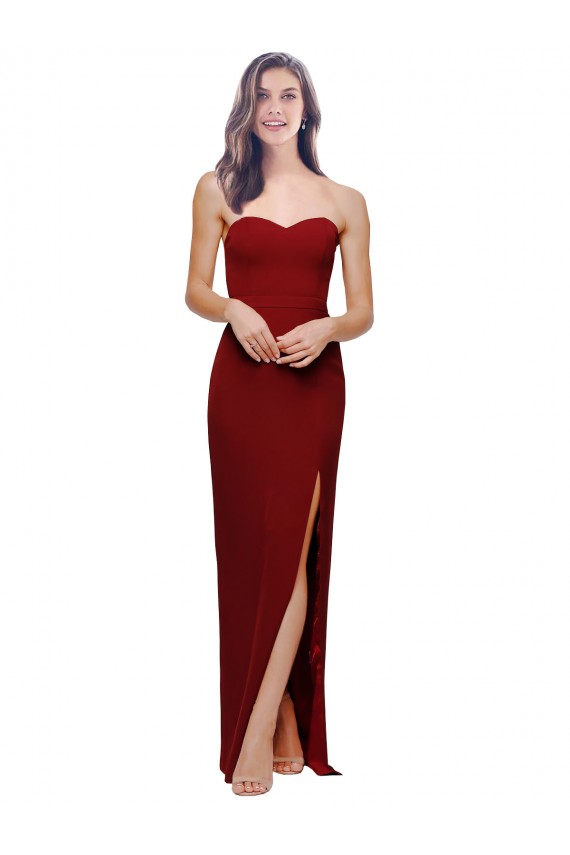 Affordable Sheath Sweetheart Stretch Crepe Long Burgundy Evening Dress Canada