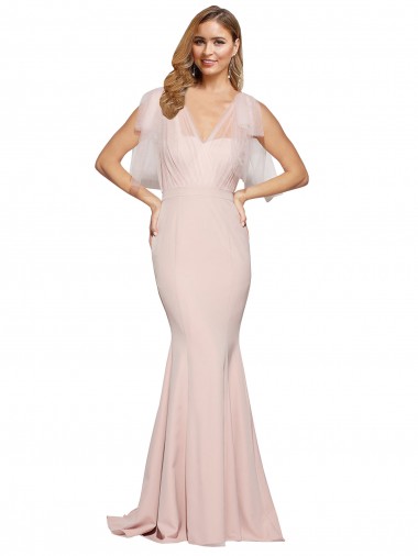 Affordable Sheath Sweetheart Stretch Crepe & Tulle Long Mauve Formal Dress Canada