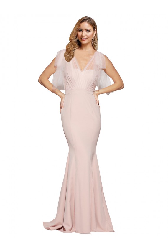 Affordable Sheath Sweetheart Stretch Crepe & Tulle Long Mauve Formal Dress Canada