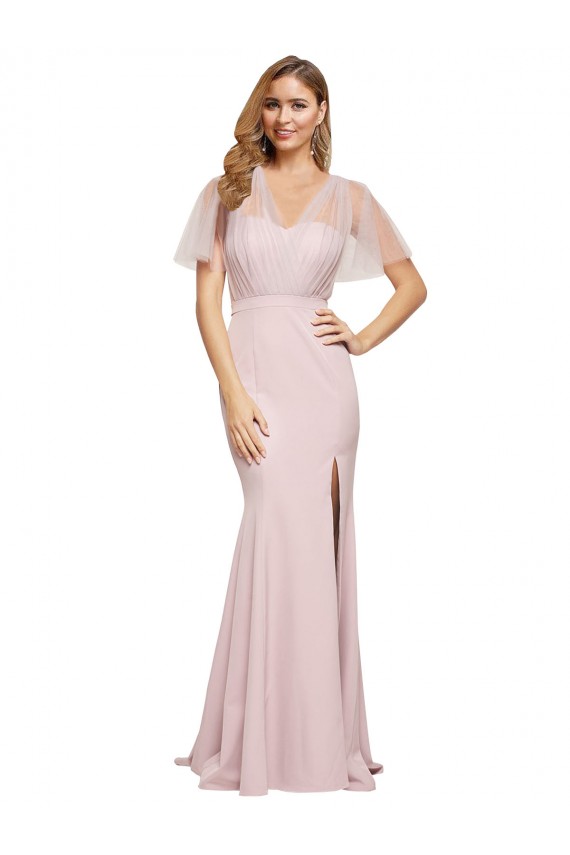 Affordable Sheath Sweetheart Stretch Crepe & Tulle Long Mauve Formal Evening Dress Canada