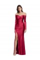 Affordable Sheath Sweetheart Stretch Satin Long Dark Red Formal Evening Dress Canada