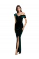 Affordable Sheath Sweetheart Stretch Velvet Long Dark Green High Low Evening Dress Canada