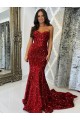 Affordable Sheath Sweetheart Velvet Sequins Court Train Burgundy Velvet Sequin Evening Dress Canada