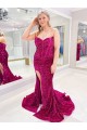 Affordable Sheath Sweetheart Velvet Sequins Sweep Train Velvet Sequin Evening Dress Canada