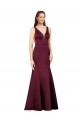 Affordable Sheath V-Neck Satin Long Burgundy Formal Evening Dress Canada