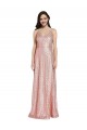 Affordable Sheath V-Neck Sequin Long Rose Gold Formal Evening Dress Canada