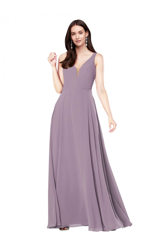 Affordable Sheath V-Neck Soft Chiffon Long Dark Lavender Formal Evening Dress Canada