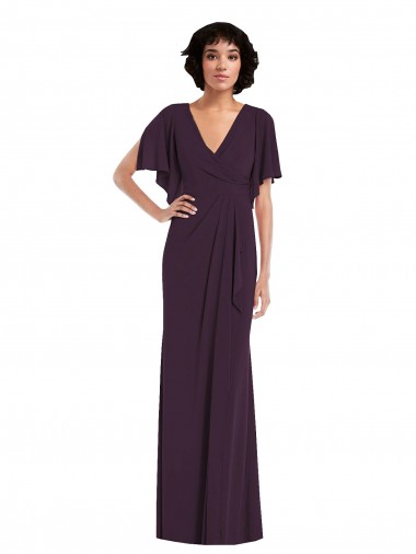Affordable Sheath V-Neck Spandex Long Grape Formal Evening Dress Canada