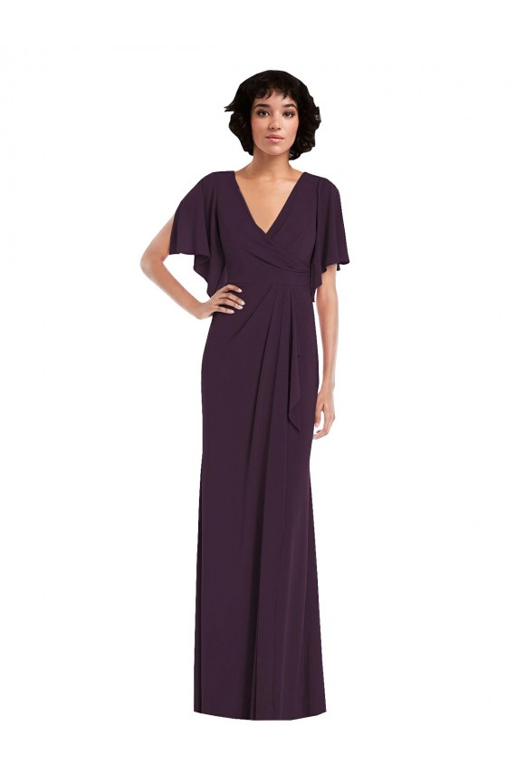 Affordable Sheath V-Neck Spandex Long Grape Formal Evening Dress Canada