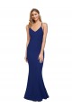 Affordable Sheath V-Neck Stretch Crepe Long Royal Blue Formal Evening Dress Canada