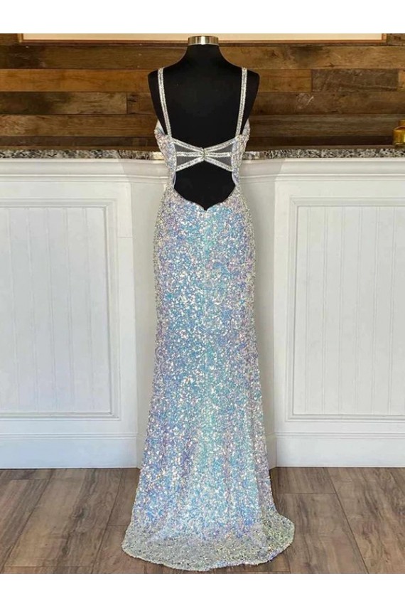 Affordable Sheath V-Neck Velvet Sequins Sweep Train Velvet Sequin Evening Dress Canada