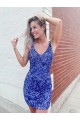 Affordable Sheath V-Neck Velvet Sequins Short Velvet Sequin Evening Gown Canada