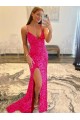Affordable Sheath V-Neck Velvet Sequins Sweep Train Long Velvet Sequin Dress Canada