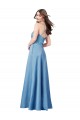 Affordable Sheath Square Neck Satin Long Sky Blue Formal Evening Dress Canada