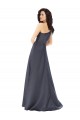 Affordable A-Line One Shoulder Satin Long Slate Grey Formal Evening Dress Canada