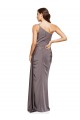 Affordable A-Line One Shoulder Silky Satin Long Slate Grey Formal Evening Dress Canada