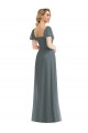 Affordable A-Line Square Neck Soft Chiffon Long Slate Grey Semi Formal Evening Dress Canada