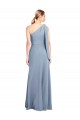 Affordable Sheath One Shoulder Stretch Crepe Long Smoke Blue Formal Dress Canada