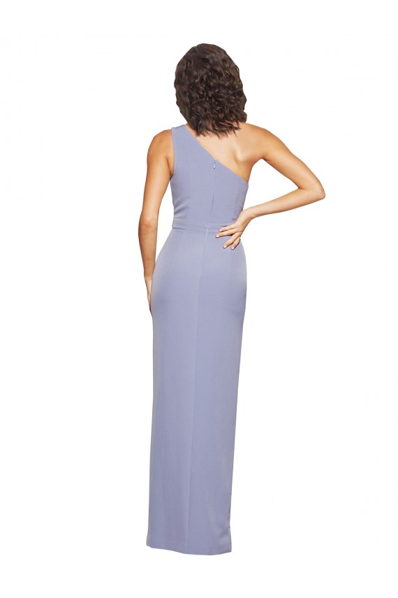 Affordable Sheath One Shoulder Stretch Crepe Long Smoke Blue Formal Evening Dress Canada