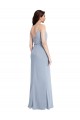 Affordable Sheath Cowl Neck Stretch Crepe Long Smoke Blue Formal Evening Dress Canada