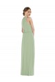 Affordable A-Line High Neck Soft Chiffon Long Smoke Green Semi Formal Evening Dress Canada