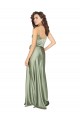 Affordable A-Line V-Neck Silky Satin Long Smoke Green Formal Evening Dress Canada