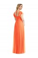 Affordable A-Line Square Neck Soft Chiffon Long Tangerine Tango Semi Formal Evening Dress Canada