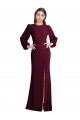 Affordable Trumpet Bateau Neck Stretch Crepe Long Burgundy Gold Formal Dress Canada
