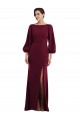 Affordable Trumpet Bateau Neck Stretch Crepe Long Burgundy Gold Formal Evening Dress Canada