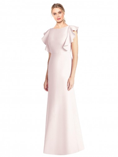 Affordable Trumpet Bateau Neck Stretch Crepe Long Pink Formal Dress Canada
