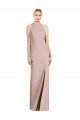 Affordable Trumpet Halter Neck Stretch Crepe Long Dusty Pink Semi Formal Evening Dress Canada