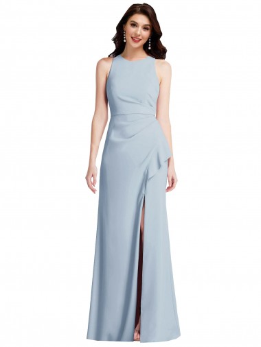 Affordable Trumpet Halter Neck Stretch Crepe Long Light Sky Blue Formal Dress Canada