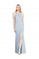 Affordable Trumpet Halter Neck Stretch Crepe Long Light Sky Blue Semi Formal Evening Dress Canada