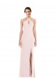 Affordable Trumpet Halter Neck Stretch Crepe Long Pink Formal Evening Dress Canada